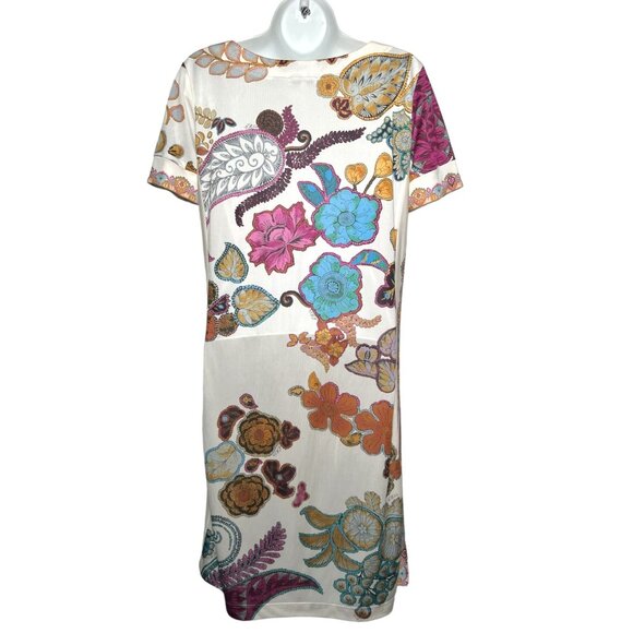 Etro Milano Paisley Floral Sheath Midi Dress Ivory Multicolor Size Medium - Picture 13 of 16